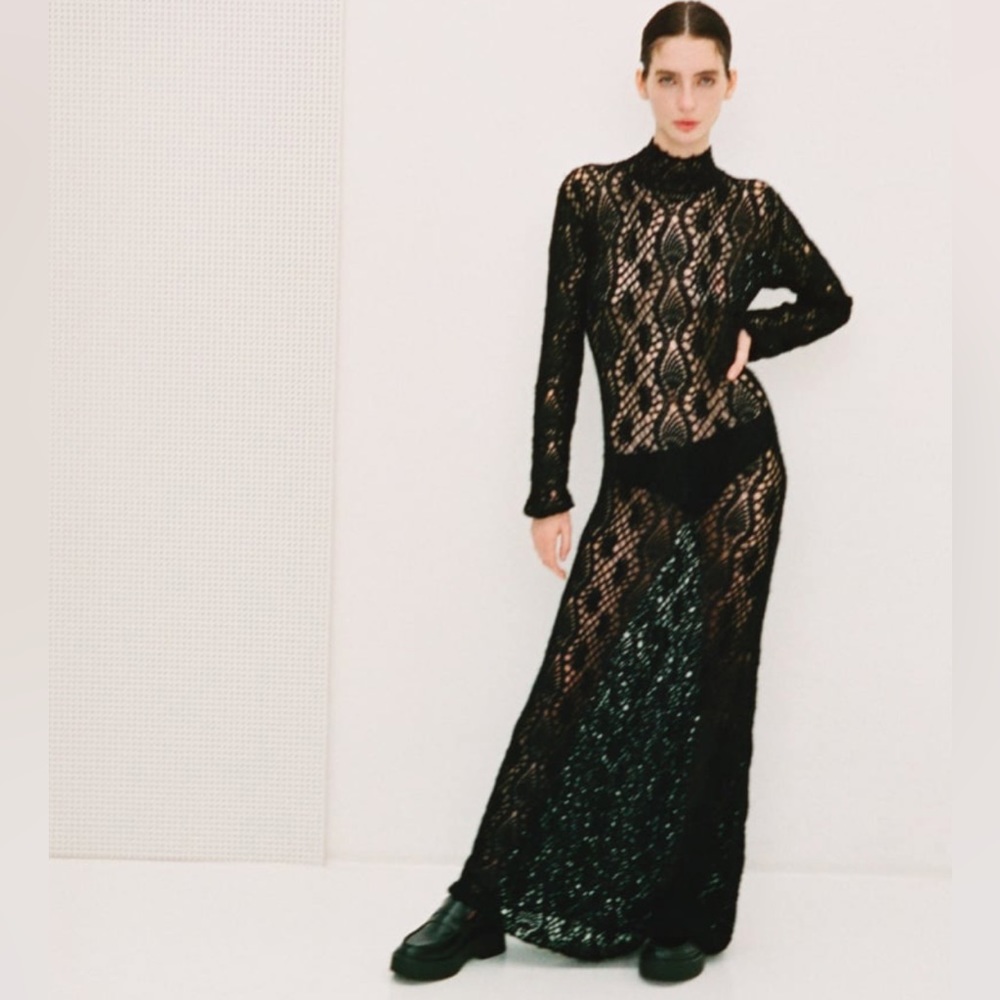 Zara long crocheted dress limited edition hand knit - Picture 2 of 13